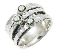 SILVERTROVE Anillo chapado en plata piedras preciosas Ametista verde para hombre y mujer joyería de regalo hecha a mano CRG1269AL_55 (175)