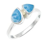SILVERTROVE Anillo chapado en plata piedras preciosas Larimar para hombre y mujer joyería de regalo hecha a mano CRG1260BF_71 (226)