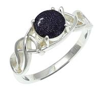 SILVERTROVE Anillo chapado en plata piedras preciosas Pietra del sole sintetica para hombre y mujer joyería regalo hecha a mano CRG1257CA_61 (194)
