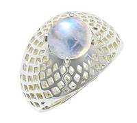 SILVERTROVE Anillo chapado en plata piedras preciosas Pietra di luna arcobaleno para hombre y mujer joyería de regalo hecha a mano CRG1256BO_60 (191)