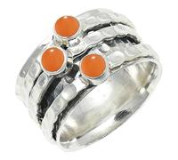 SILVERTROVE Anillo chapado en plata piedras preciosas Pietra di luna pesca para hombre y mujer joyería de regalo hecha a mano CRG1269BR_55 (175)