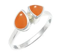 SILVERTROVE Anillo chapado en plata piedras preciosas Pietra di luna pesca para hombre y mujer joyería de regalo hecha a mano CRG1260BR_65 (207)