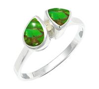 SILVERTROVE Anillo chapado en plata piedras preciosas Turchese verde ramato para hombre y mujer joyería de regalo hecha a mano CRG1260BJ_71 (226)