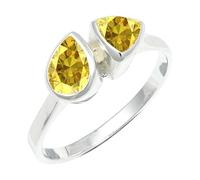 SILVERTROVE Anillo chapado en plata piedras preciosas Zaffiro giallo coltivato in laboratorio para hombre y mujer joyería regalo CRG1260AP_71 (226)