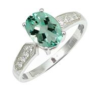 SILVERTROVE Anillo de banda con piedras preciosas Acquamarina coltivato in laboratorio para hombre y mujer, Latón chapado en plata, joyería hecha a mano CRG1250AY_59 (18.8)
