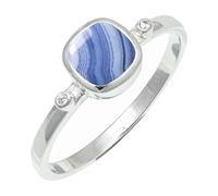 SILVERTROVE Anillo de banda con piedras preciosas Agata blu pizzo, plata de ley 925, para hombre y mujer, todos los tamaños, joyería CRG1245CG_51 (16.2)