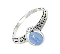 SILVERTROVE Anillo de banda con piedras preciosas Ágata de encaje azul para hombre y mujer, plata de ley 925, joyería hecha a mano CRG1146CG_51 (16.2)