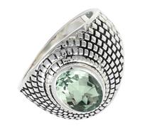 SILVERTROVE Anillo de banda con piedras preciosas Amatista verde para hombre y mujer, plata de ley 925, joyería hecha a mano CRG1172AL_65 (20.7)