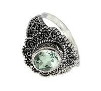 SILVERTROVE Anillo de banda con piedras preciosas Amatista verde para hombre y mujer, plata de ley 925, joyería hecha a mano CRG1137AL_65 (20.7)