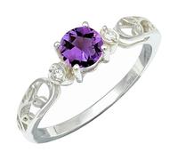 SILVERTROVE Anillo de banda con piedras preciosas Ametista, plata de ley 925, para hombre y mujer, todos los tamaños, joyería CRG1237AC_65 (20.7)