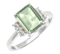 SILVERTROVE Anillo de banda con piedras preciosas Ametista verde, plata de ley 925, para hombre y mujer, todos los tamaños, joyería CRG1252AL_51 (16.2)
