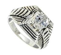 SILVERTROVE Anillo de banda con piedras preciosas C Z, plata de ley 925, para hombre y mujer, todos los tamaños, joyería CRG1169AH_51 (16.2)