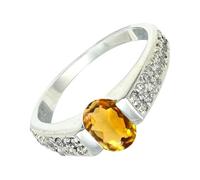 SILVERTROVE Anillo de banda con piedras preciosas Citrino, plata de ley 925, para hombre y mujer, todos los tamaños, joyería CRG1168AI_51 (16.2)