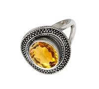 SILVERTROVE Anillo de banda con piedras preciosas Citrino, plata de ley 925, para hombre y mujer, todos los tamaños, joyería CRG1085AI_58 (18.5)