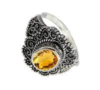 SILVERTROVE Anillo de banda con piedras preciosas Citrino, plata de ley 925, para hombre y mujer, todos los tamaños, joyería CRG1137AI_57 (18.1)