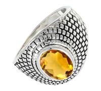SILVERTROVE Anillo de banda con piedras preciosas Citrino, plata de ley 925, para hombre y mujer, todos los tamaños, joyería CRG1172AI_65 (20.7)