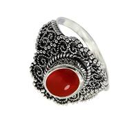 SILVERTROVE Anillo de banda con piedras preciosas Cornalina cabujón para hombre y mujer, plata de ley 925, joyería hecha a mano CRG1137BZ_65 (20.7)