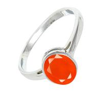SILVERTROVE Anillo de banda con piedras preciosas Cornalina para hombre y mujer, plata de ley 925, joyería hecha a mano CRG1156AF_72 (22.9)