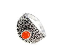 SILVERTROVE Anillo de banda con piedras preciosas Cornalina para hombre y mujer, plata de ley 925, joyería hecha a mano CRG1118AF_70 (22.3)
