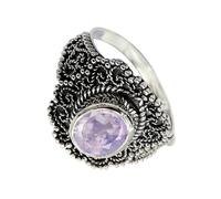 SILVERTROVE Anillo de banda con piedras preciosas Cuarzo lavanda cultivado en laboratorio para hombre y mujer, plata de ley 925, joyería hecha a mano CRG1137AX_65 (20.7)