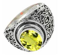 SILVERTROVE Anillo de banda con piedras preciosas Cuarzo limón cultivado en laboratorio, plata de ley 925, para hombre y mujer, todos los tamaños, joyería CRG1220BA_47 (15.0)