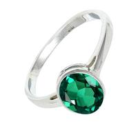SILVERTROVE Anillo de banda con piedras preciosas Esmeralda cultivada en laboratorio para hombre y mujer, plata de ley 925, joyería hecha a mano CRG1156AN_51 (16.2)