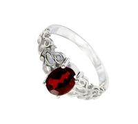SILVERTROVE Anillo de banda con piedras preciosas Granate, plata de ley 925, para hombre y mujer, todos los tamaños, joyería CRG1121AB_51 (16.2)