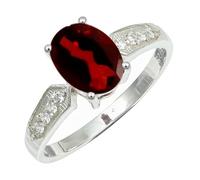 SILVERTROVE Anillo de banda con piedras preciosas Granato, plata de ley 925, para hombre y mujer, todos los tamaños, joyería CRG1250AB_51 (16.2)