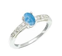 SILVERTROVE Anillo de banda con piedras preciosas Larimar, plata de ley 925, para hombre y mujer, todos los tamaños, joyería CRG1240BF_51 (16.2)