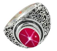 SILVERTROVE Anillo de banda con piedras preciosas Linde Star rosa cultivado en laboratorio para hombre y mujer, plata de ley 925, joyería hecha a mano CRG1220BH_61 (19.4)