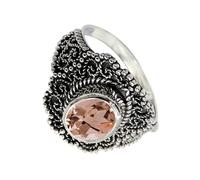 SILVERTROVE Anillo de banda con piedras preciosas Morganita cultivada en laboratorio, plata de ley 925, para hombre y mujer, todos los tamaños, joyería CRG1137BC_51 (16.2)