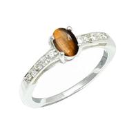 SILVERTROVE Anillo de banda con piedras preciosas Occhio di tigre para hombre y mujer, plata de ley 925, joyería hecha a mano CRG1240CC_50 (15.9)