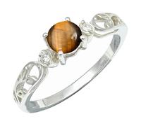 SILVERTROVE Anillo de banda con piedras preciosas Occhio di tigre, plata de ley 925, para hombre y mujer, todos los tamaños, joyería CRG1237CC_50 (15.9)