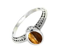 SILVERTROVE Anillo de banda con piedras preciosas Ojo de tigre para hombre y mujer, plata de ley 925, joyería hecha a mano CRG1146CC_70 (22.3)