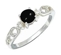 SILVERTROVE Anillo de banda con piedras preciosas Onice nero cabochon, plata de ley 925, para hombre y mujer, todos los tamaños, joyería CRG1237BY_65 (20.7)