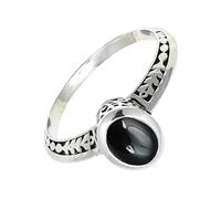 SILVERTROVE Anillo de banda con piedras preciosas Ónix negro cabujón para hombre y mujer, plata de ley 925, joyería hecha a mano CRG1146BY_51 (16.2)