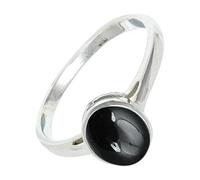 SILVERTROVE Anillo de banda con piedras preciosas Ónix negro cabujón, plata de ley 925, para hombre y mujer, todos los tamaños, joyería CRG1156BY_67 (21.3)
