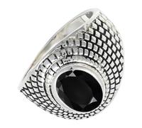 SILVERTROVE Anillo de banda con piedras preciosas Ónix negro, plata de ley 925, para hombre y mujer, todos los tamaños, joyería CRG1172AE_54 (17.2)