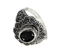 SILVERTROVE Anillo de banda con piedras preciosas Ónix negro, plata de ley 925, para hombre y mujer, todos los tamaños, joyería CRG1137AE_65 (20.7)