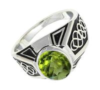SILVERTROVE Anillo de banda con piedras preciosas Peridoto para hombre y mujer, plata de ley 925, joyería hecha a mano CRG1170AJ_66 (21.0)