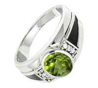 SILVERTROVE Anillo de banda con piedras preciosas Peridoto, plata de ley 925, para hombre y mujer, todos los tamaños, joyería CRG1166AJ_66 (21.0)