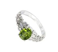SILVERTROVE Anillo de banda con piedras preciosas Peridoto, plata de ley 925, para hombre y mujer, todos los tamaños, joyería CRG1121AJ_51 (16.2)