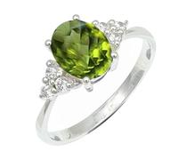 SILVERTROVE Anillo de banda con piedras preciosas Peridoto, plata de ley 925, para hombre y mujer, todos los tamaños, joyería CRG1246AJ_70 (22.3)