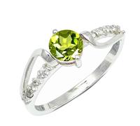 SILVERTROVE Anillo de banda con piedras preciosas Peridoto, plata de ley 925, para hombre y mujer, todos los tamaños, joyería CRG1242AJ_53 (16.9)