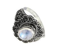 SILVERTROVE Anillo de banda con piedras preciosas Piedra lunar arcoíris, plata de ley 925, para hombre y mujer, todos los tamaños, joyería CRG1137BO_48 (15.3)
