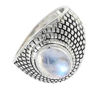 SILVERTROVE Anillo de banda con piedras preciosas Piedra lunar arcoíris, plata de ley 925, para hombre y mujer, todos los tamaños, joyería CRG1172BO_72 (22.9)