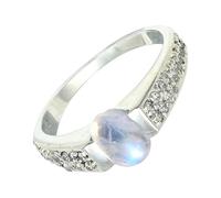 SILVERTROVE Anillo de banda con piedras preciosas Piedra lunar arcoíris, plata de ley 925, para hombre y mujer, todos los tamaños, joyería CRG1168BO_50 (15.9)