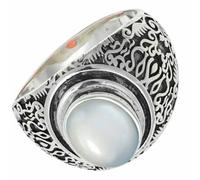 SILVERTROVE Anillo de banda con piedras preciosas Piedra lunar blanca para hombre y mujer, plata de ley 925, joyería hecha a mano CRG1220BP_65 (20.7)