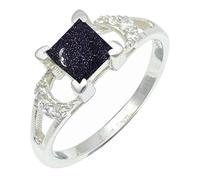 SILVERTROVE Anillo de banda con piedras preciosas Pietra del sole sintetica, plata de ley 925, para hombre y mujer, todos los tamaños, joyería CRG1247CA_51 (16.2)