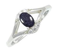 SILVERTROVE Anillo de banda con piedras preciosas Pietra del sole sintetica, plata de ley 925, para hombre y mujer, todos los tamaños, joyería CRG1243CA_57 (18.1)